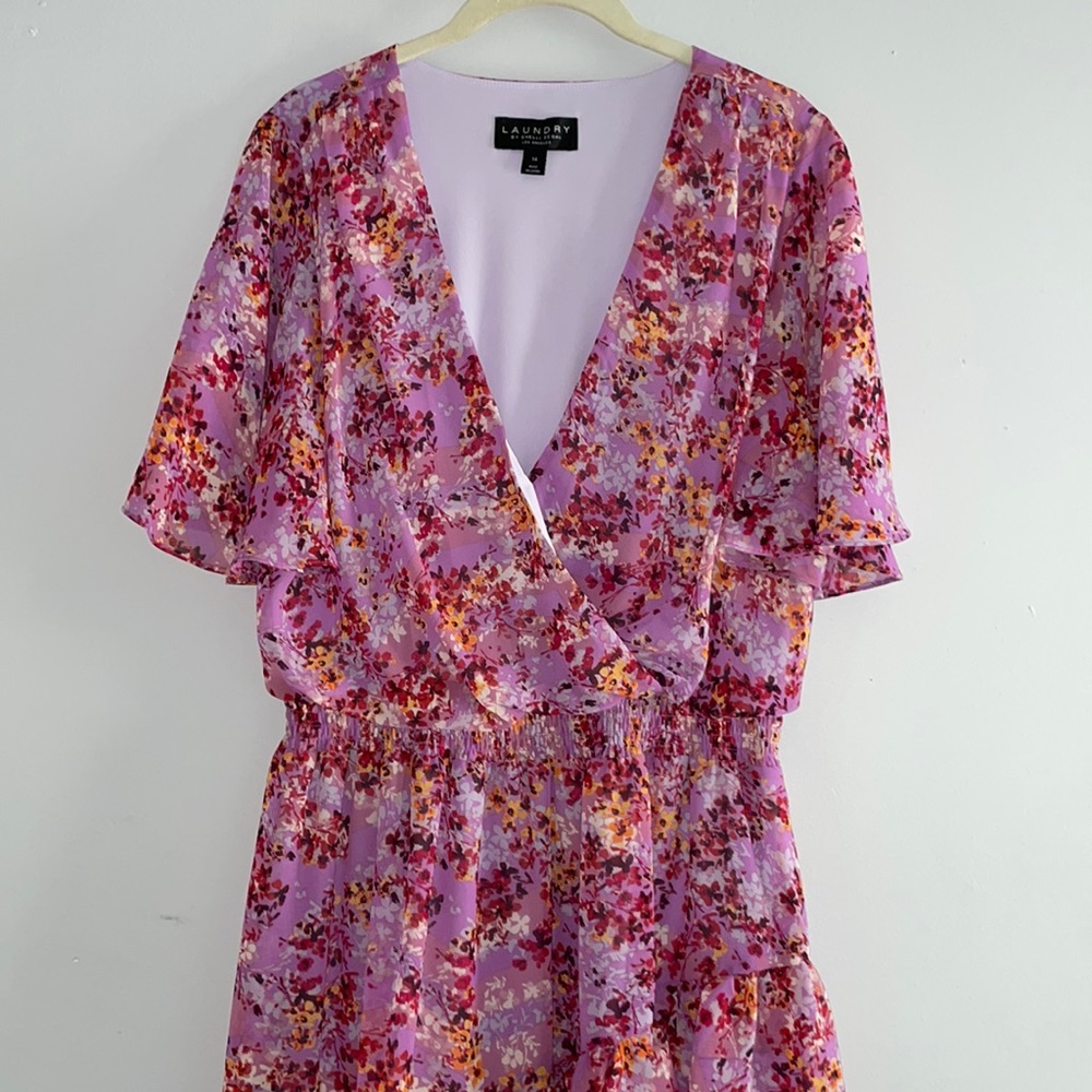 Women’s Laundry by Shelli Segal Pink floral faux-wrap dress